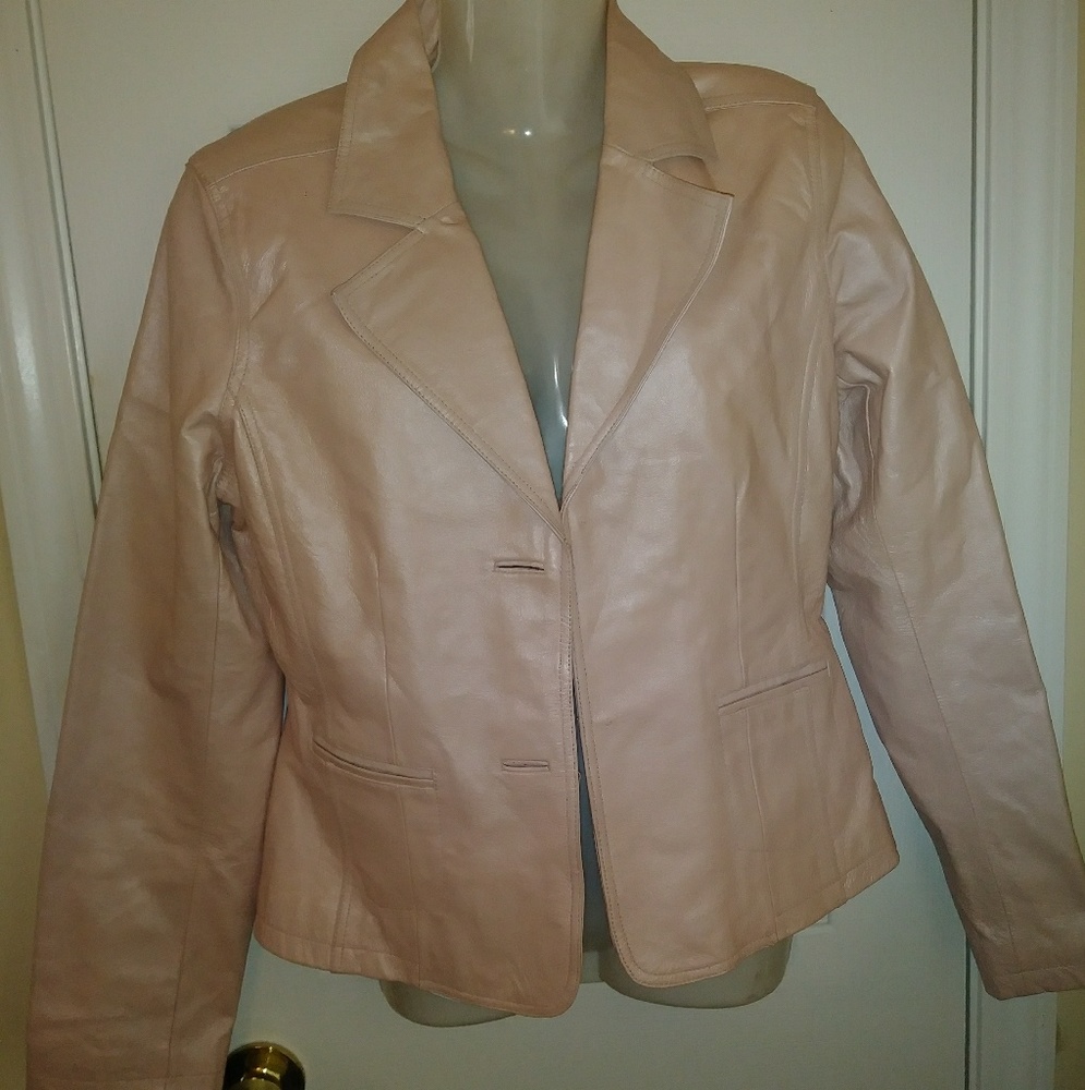 Pink Leather Coat (100% genuine leather)